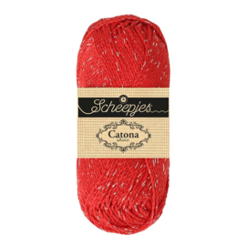 Scheepjes Catona Shine - 115 Hot Red - Silver