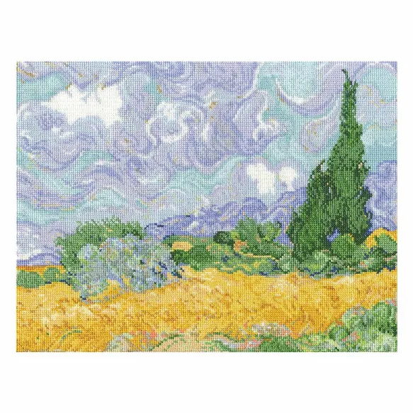 DMC Kruisst. kit A wheatfield, with Cypresses - Museum Collectie
