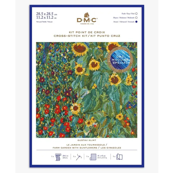 DMC Kruissteek kit Farm garden with sunflowers - Museum Collectie