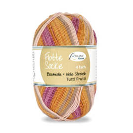 Flotte Socke 4 draads Baumwolle + Wolle Stretch Tutti Frutti - 1410