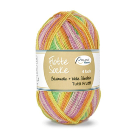 Flotte Socke 4 draads Baumwolle + Wolle Stretch Tutti Frutti - 1411