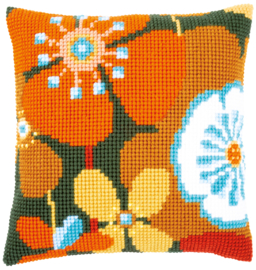 Vervaco Kruissteekkussen kit Retro bloemen