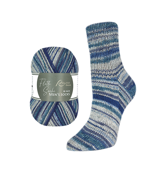 Rellana Flotte Socke 6f. Men's Socks - 8024 gestreepte jeans