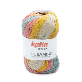 Katia Le Bambou 102 - Pastel turquoise-Geel-Kauwgom roze-Beige