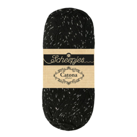 Scheepjes Catona Shine - 110 Jet Black - Silver