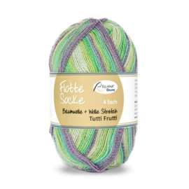 Flotte Socke 4 draads Baumwolle + Wolle Stretch Tutti Frutti - 1413