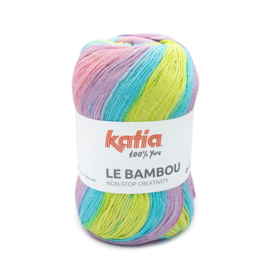 Katia Le Bambou 101 - Licht pistache-Neon groen-Turkoois blauw-Kauwgom roze