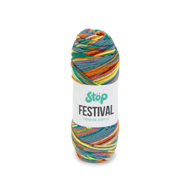 Stop Festival 205 - Water blauw-Lila-Roest bruin-Geel