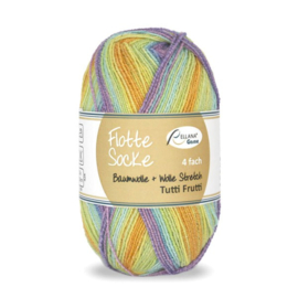 Flotte Socke 4 draads Baumwolle + Wolle Stretch Tutti Frutti - 1412