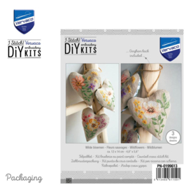 Vervaco Deco hartje kit Wilde bloemen - set van 3