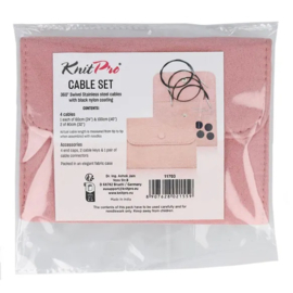 KnitPro Swivel 360° verwisselbare kabel set 60-100cm roze