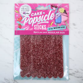 SweetStamp Popsicle Sticks 8pk - Pink glitter