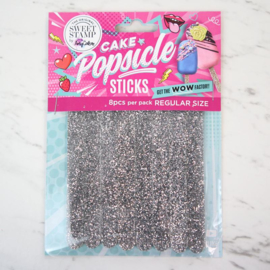 SweetStamp Popsicle Sticks 8pk - Silver glitter