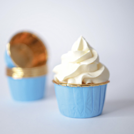 Sweet Stamp Cupcake Cups  - Blue Gold Trim
