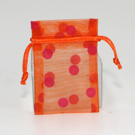 Tasje voile oranje met stippen