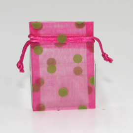 Tasje voile roze met stippen