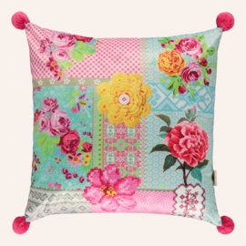 Kussen 48 x 48 cm Paradise aqua/roze