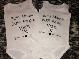 Rompertje wit 50% mama 50% papa maat 62/68