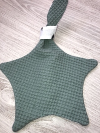 Speendoek ster oud groen kleine veertjes