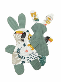 knuffeldoekje konijn oud groen jungle