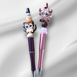 Kralen pen set uil rose