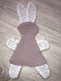 Knuffeldoekje konijn oud roze gekleurde stippen