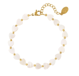 ARMBAND Goud met Witte Hartjes