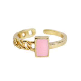 RING met Emaille Steen (diverse kleuren)