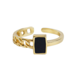 RING met Emaille Steen (diverse kleuren)