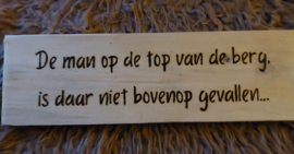 De man op de top van de berg, is daar niet bovenop gevallen ..