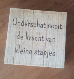 Tekstbord Onderschat nooit de kracht van kleine stapjes