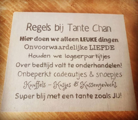 Tekstbord Tante Chan