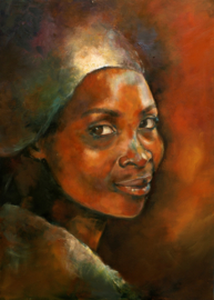 Zambiaans meisje - reproductie op canvas