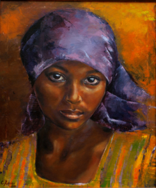 Ethiopisch meisje - reproductie op  canvas