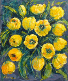 Tulips yellow - reproduction on art poster