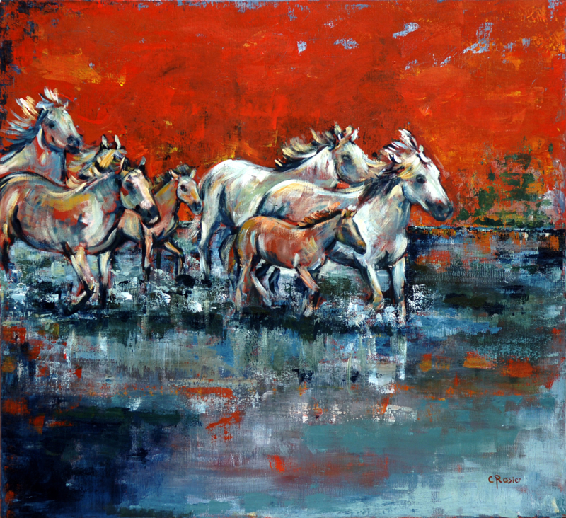 Swamp horses - reproduction on canvas