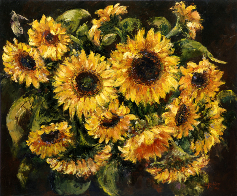 Zonnebloemen - reproductie op canvas