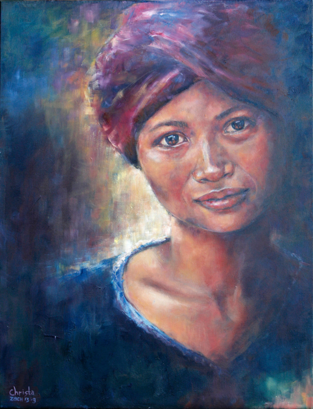 Cambodian woman - reproduction on canvas