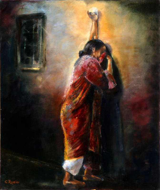 Huilende Vrouw (ook verkrijgbaar als ansichtkaart) - reproductie op canvas