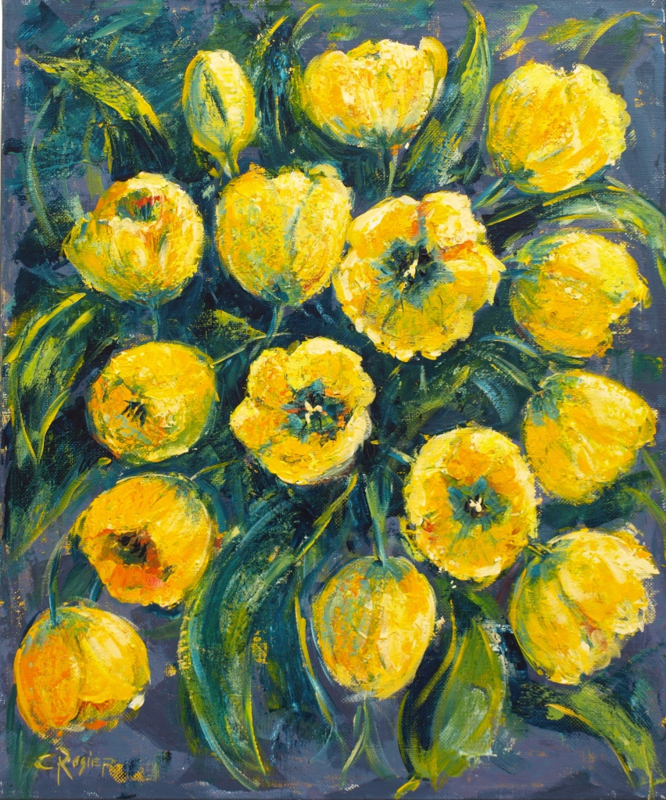 Tulips yellow - reproduction on canvas