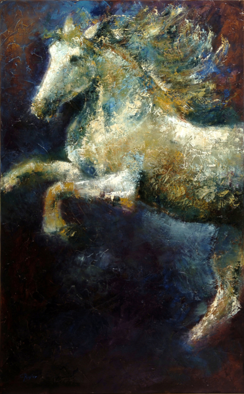 Staggering horse - reproduction on canvas