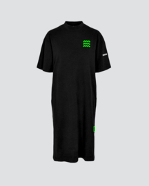 AIZZA_BTF. Oversized T-shirt dress black.neongreen