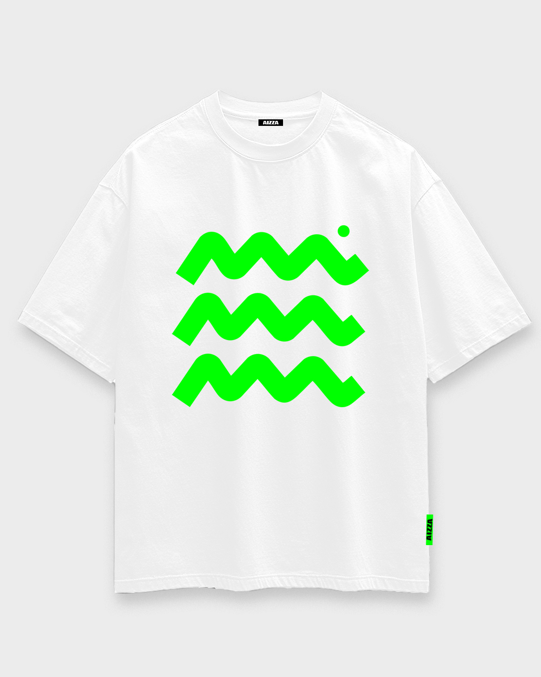 AIZZA_BTF.T-shirt white.neongreen