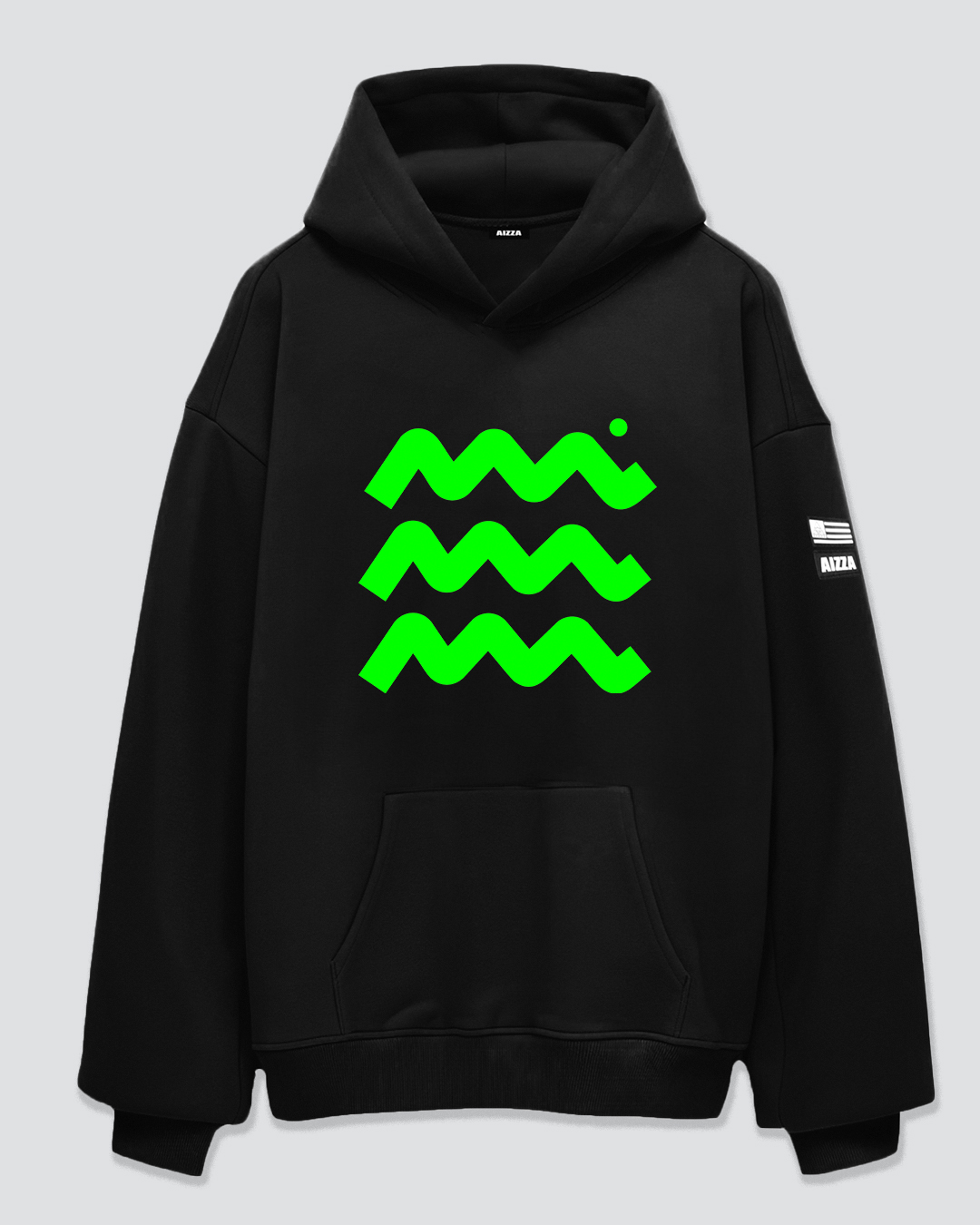 AIZZA_BTF.Hoodie Black.neongreen