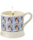 espresso mug candle Christmas stamp robin