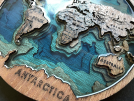 Wandbord wereldkaart 3D met epoxy (vanaf 10 stuks)