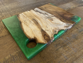 Serveerplank Teakhout met groene epoxy