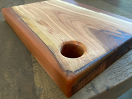 Plumb wood serving tray with epoxy
