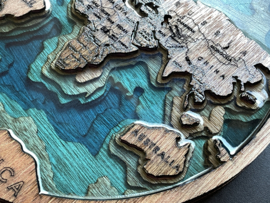 Wandbord wereldkaart 3D met epoxy (vanaf 10 stuks)
