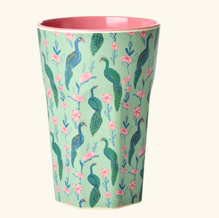 Hoge melamine beker - Peacock Power print | Rice